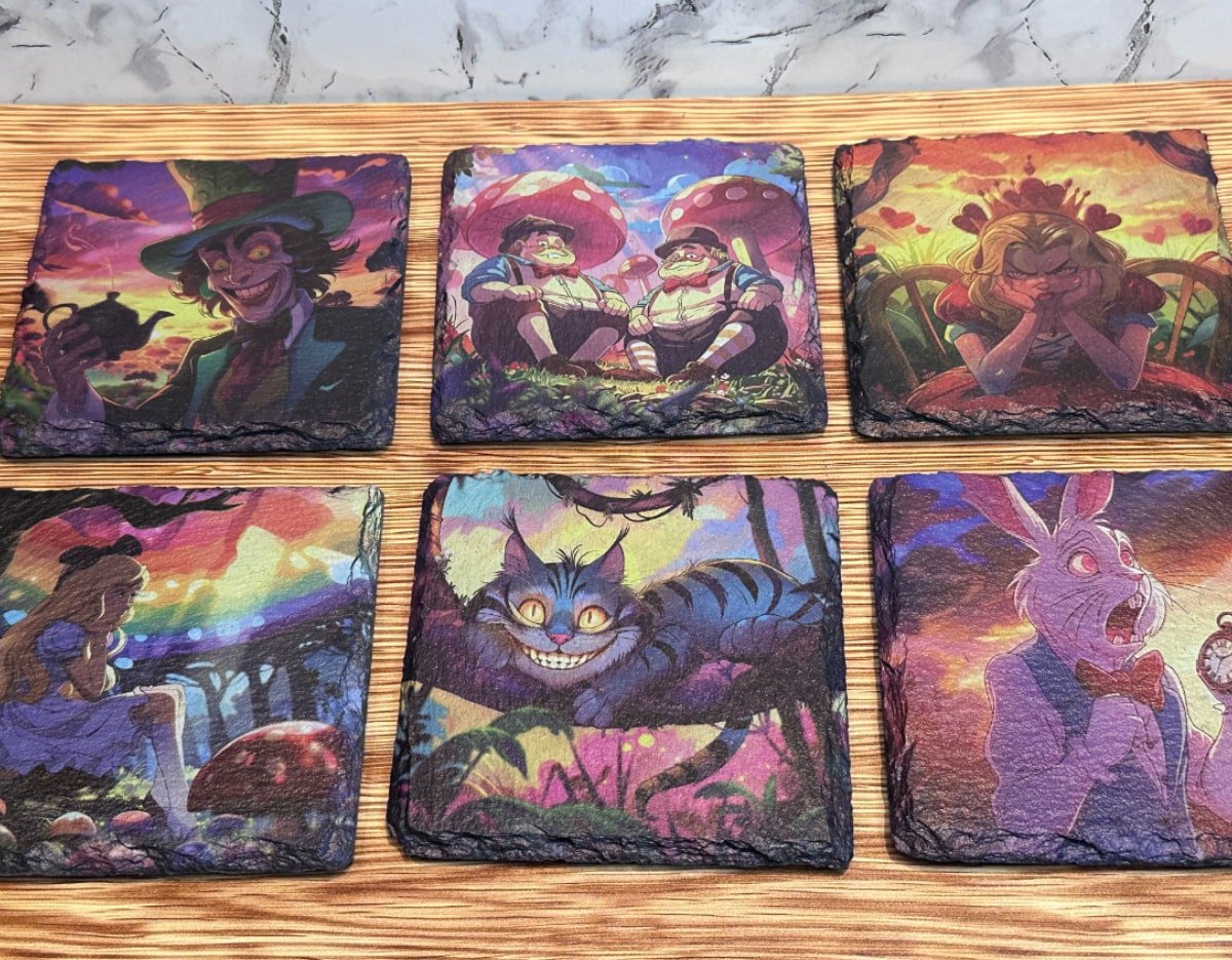 Alice in Wonderland Anime Style Slate Coaster - Set of any 4 - GameOn.games