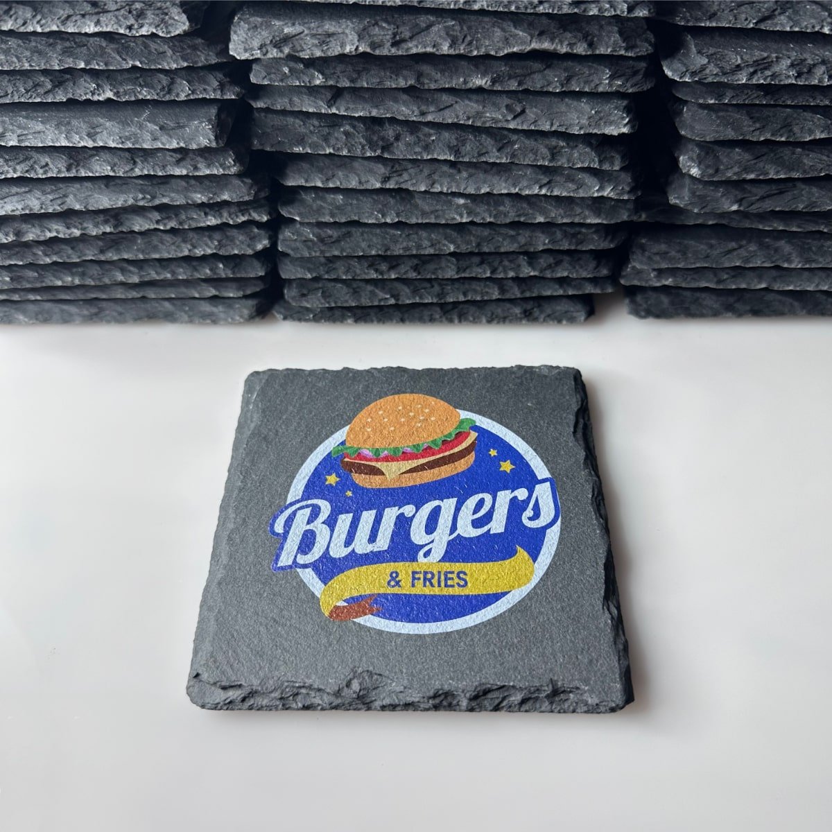 Custom Business Logo Slate Coasters - Bulk Order Options - GameOn.games