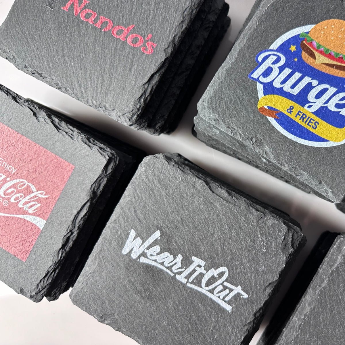 Custom Business Logo Slate Coasters - Bulk Order Options - GameOn.games