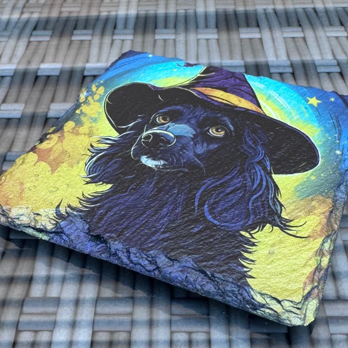 Dogs with Jobs Slate Coasters - Witch Dog - GameOn.games