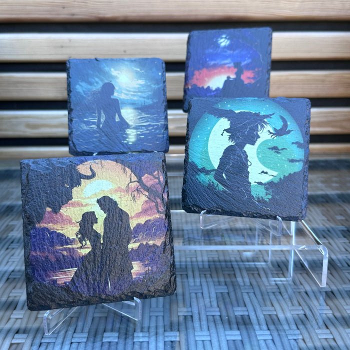 Fairytale Silhouette Slate Coasters - Beauty and the Beast - GameOn.games