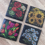 Flowers Slate Coasters - Lavender - GameOn.games