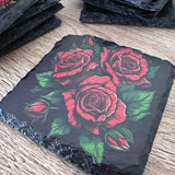 Gothic Tattoo Slate Coasters - Roses - GameOn.games