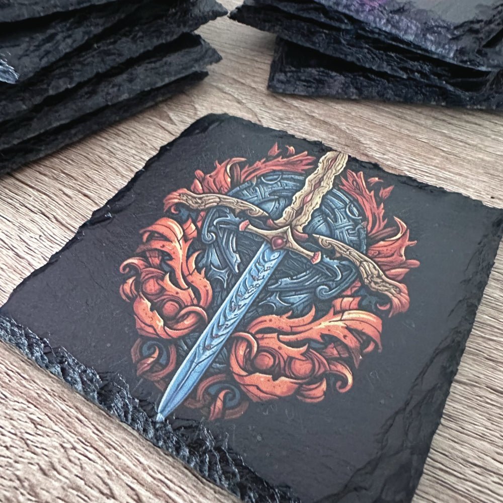 Gothic Tattoo Slate Coasters - Sword - GameOn.games