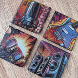 Musical Instruments Slate Coasters - Drum Kit - GameOn.games