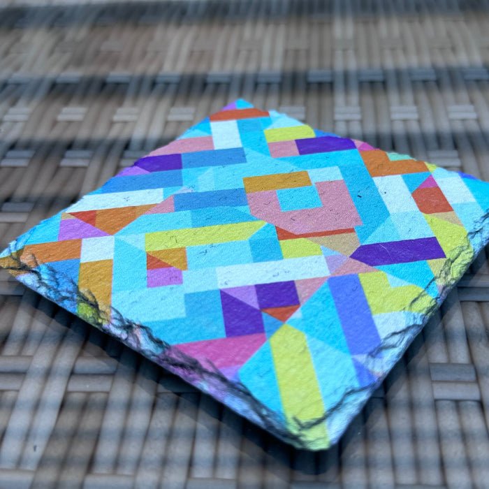 Pattern Slate Coasters - Bright Geometric - GameOn.games