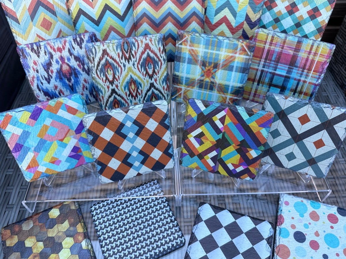 Pattern Slate Coasters - Multicolour Geometric - GameOn.games