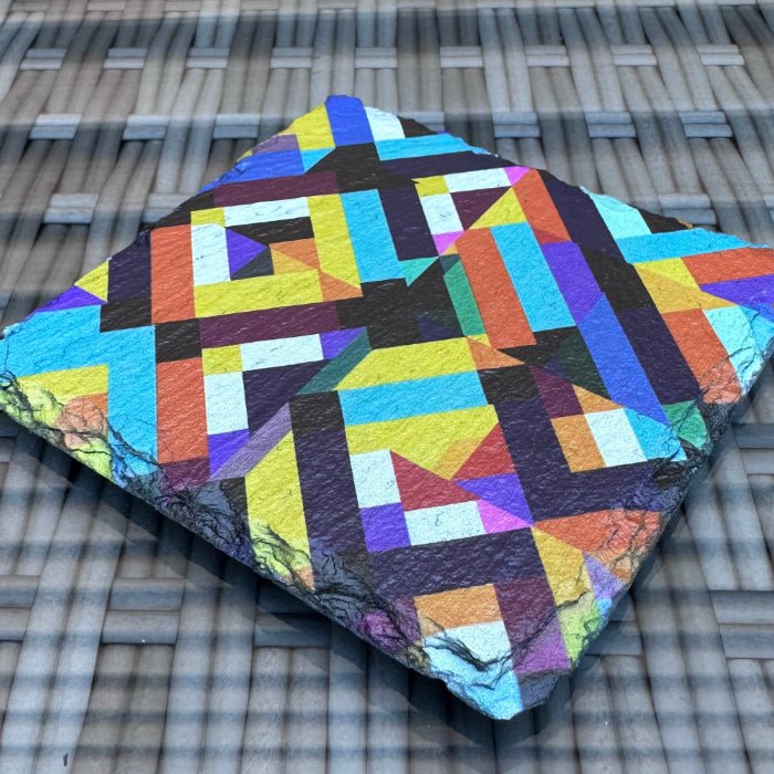 Pattern Slate Coasters - Multicolour Geometric - GameOn.games