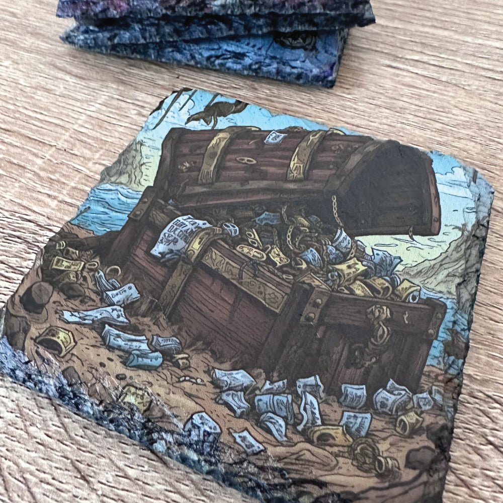 Pirate Slate Coasters - Treasure Chest - GameOn.games