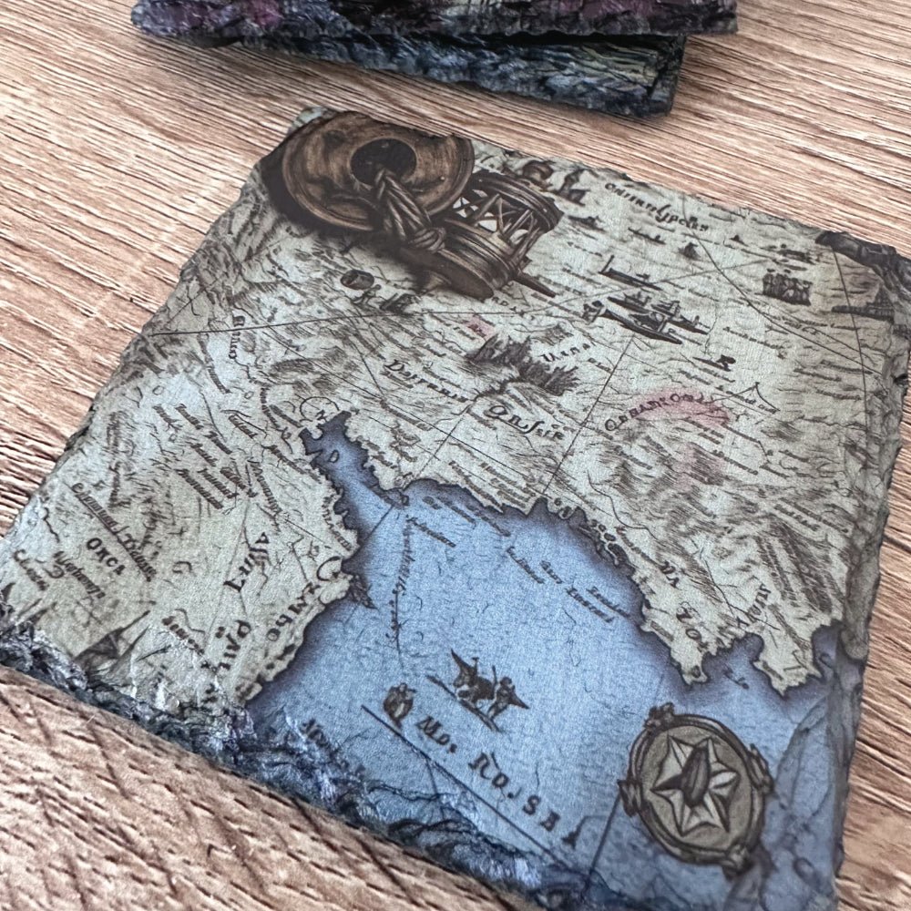 Pirate Slate Coasters - Treasure Map - GameOn.games