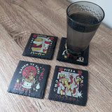 Retro Japanese Food Slate Coasters - Ramen vs Sushi - GameOn.games