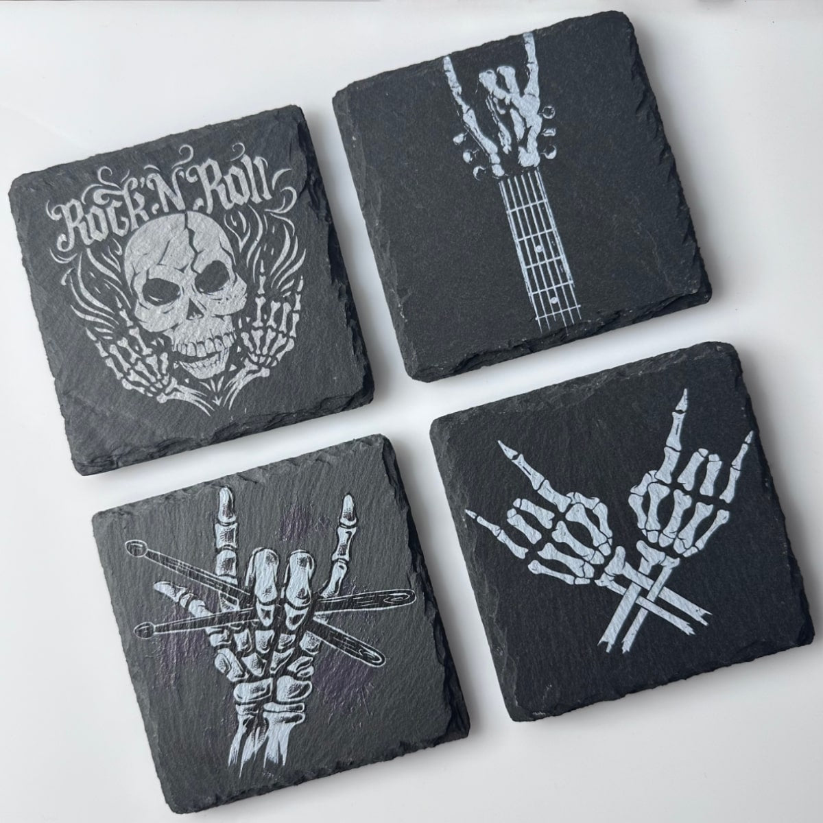 Rock 'n' Roll Slate Coasters - Set of 4 - GameOn.games