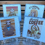 Sloth Slate Coasters - Meditation Sloth - GameOn.games